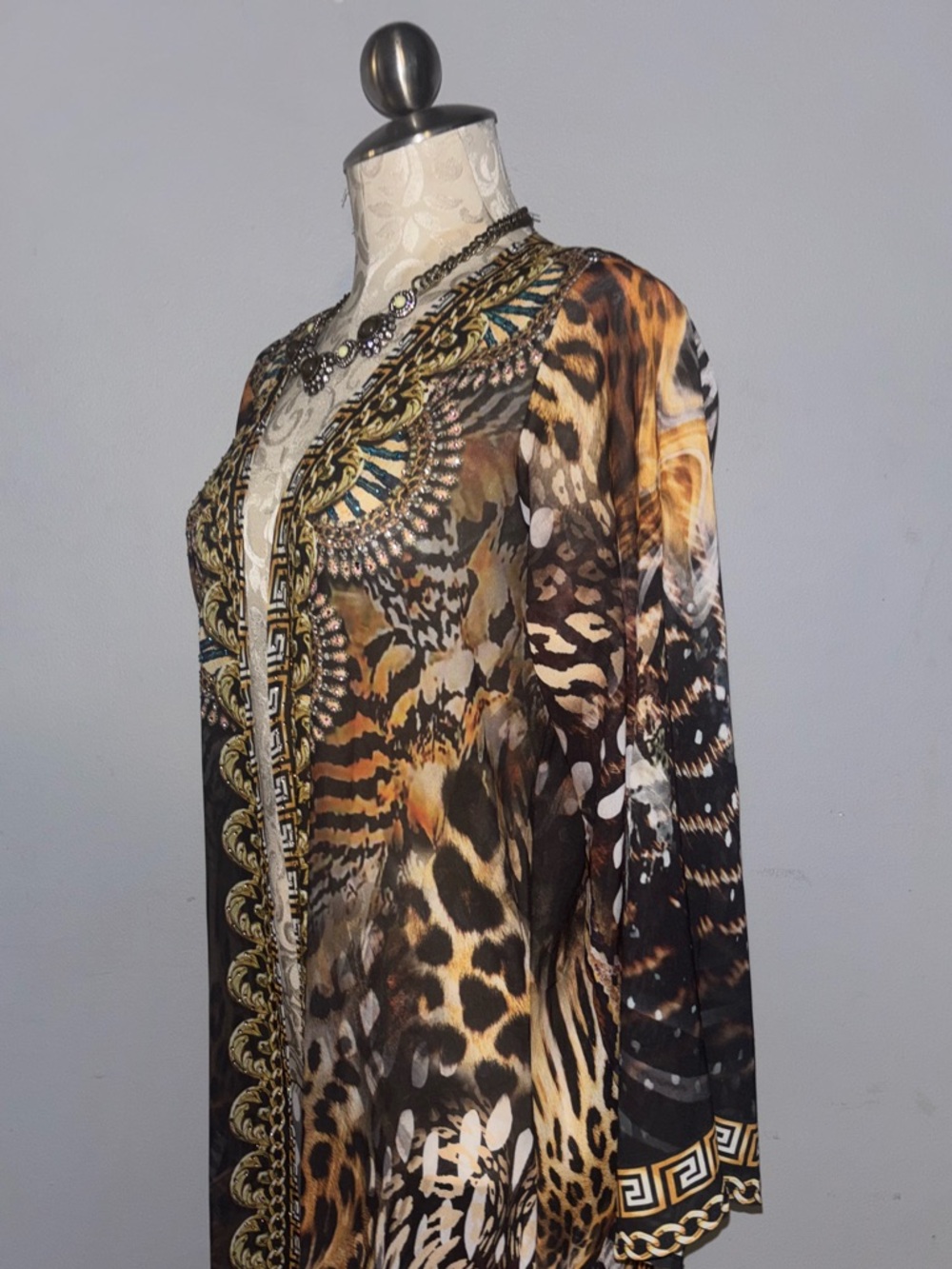 RANEES Sheer Animal Print Duster Size Small/Medium Oversized #A - Picture 4 of 7